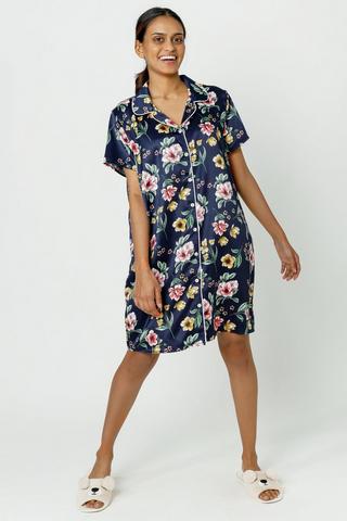 Satin Floral Sleep Shirt