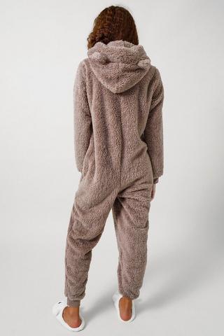 Fluffy teddy bear onesie womens hot sale