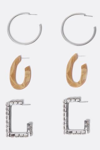 3 Pack Hoop Earrings