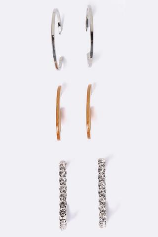 3 Pack Hoop Earrings