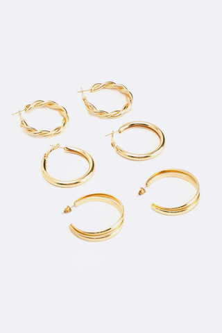 3 Pack Hoop Earrings