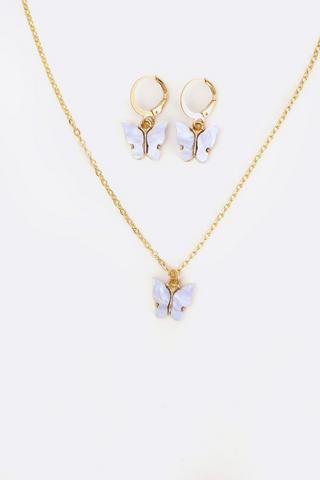 Butterfly Necklace And Earring Set