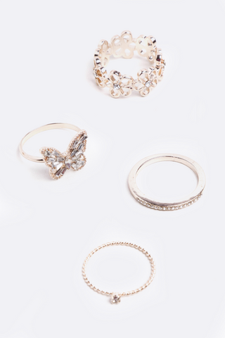 4 Pack Butterfly Rings