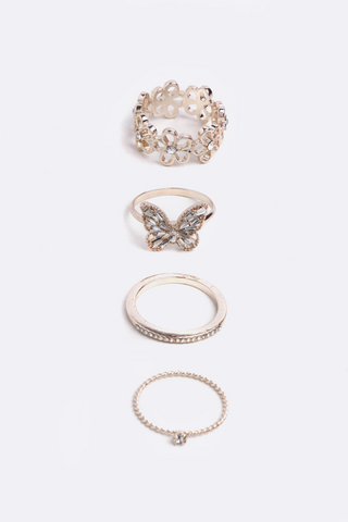 4 Pack Butterfly Rings