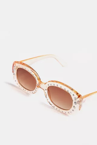 Studded Oval Sunglasses