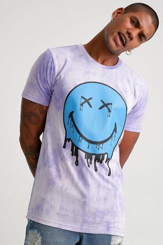 Men's Short Sleeves Summer Casual Drippy Smile Face Graphic Short