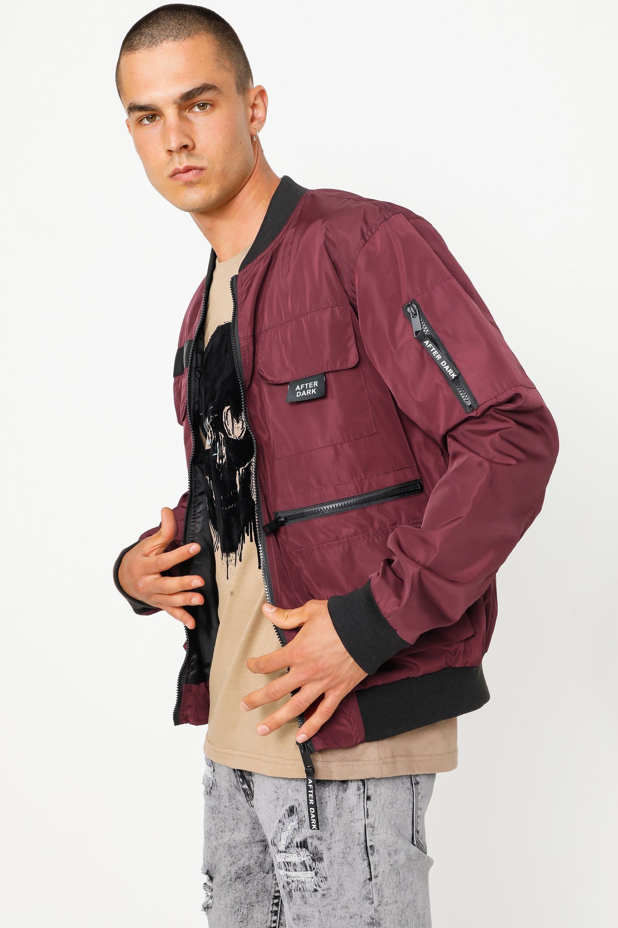 Men's Lightweight Utility Bomber Jacket with Zipper Pockets - Stylish & Functional Outerwear