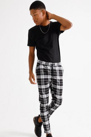 Mens skinny check on sale joggers