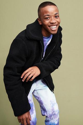 Teddy bomber jacket with hood deals