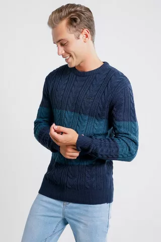 Cable Knit Colour Block Pullover