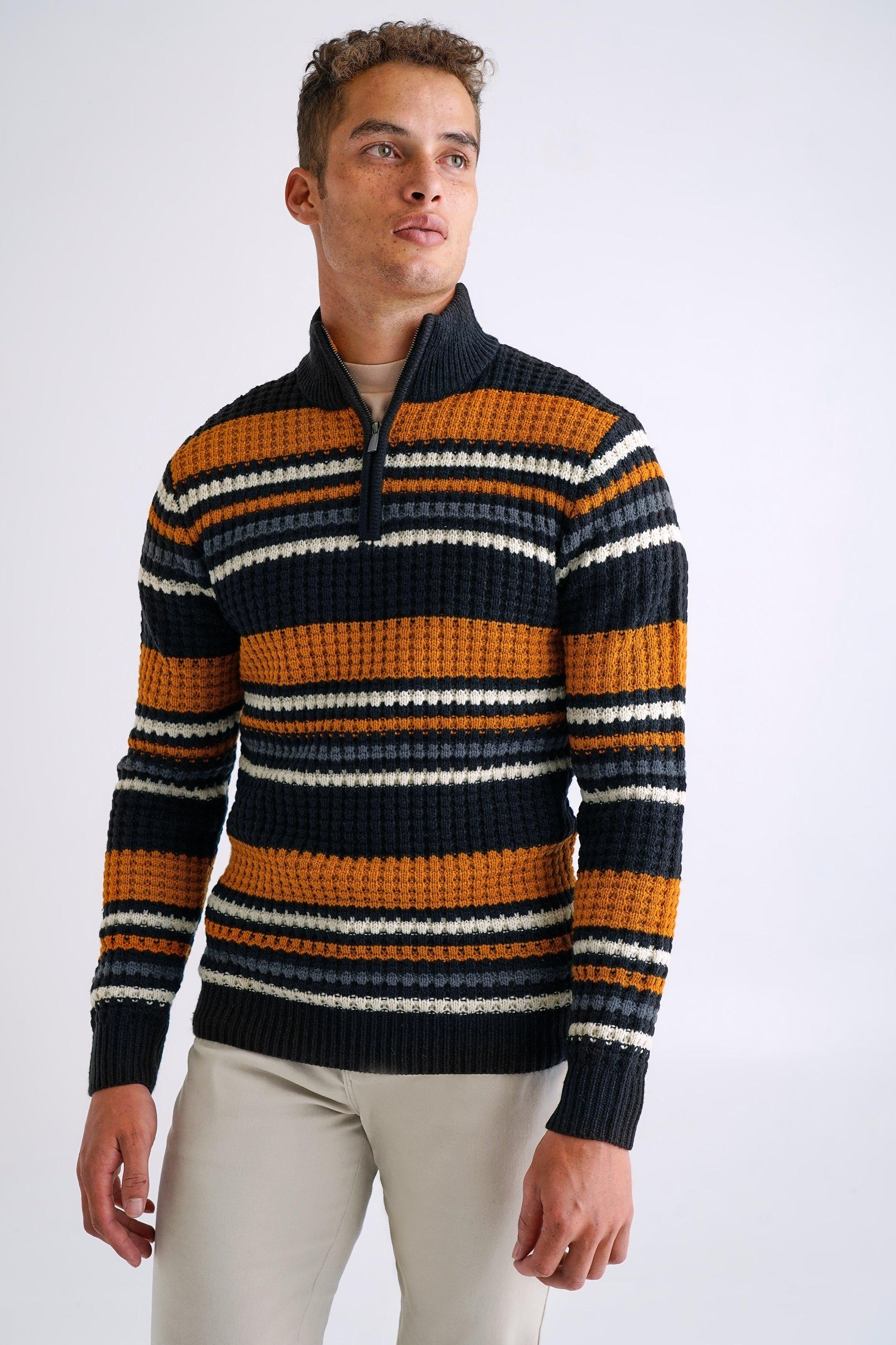 Stripe Quarter Zip Pullover