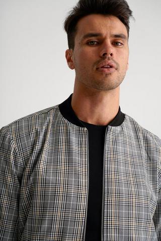 Checked Bomber Jacket