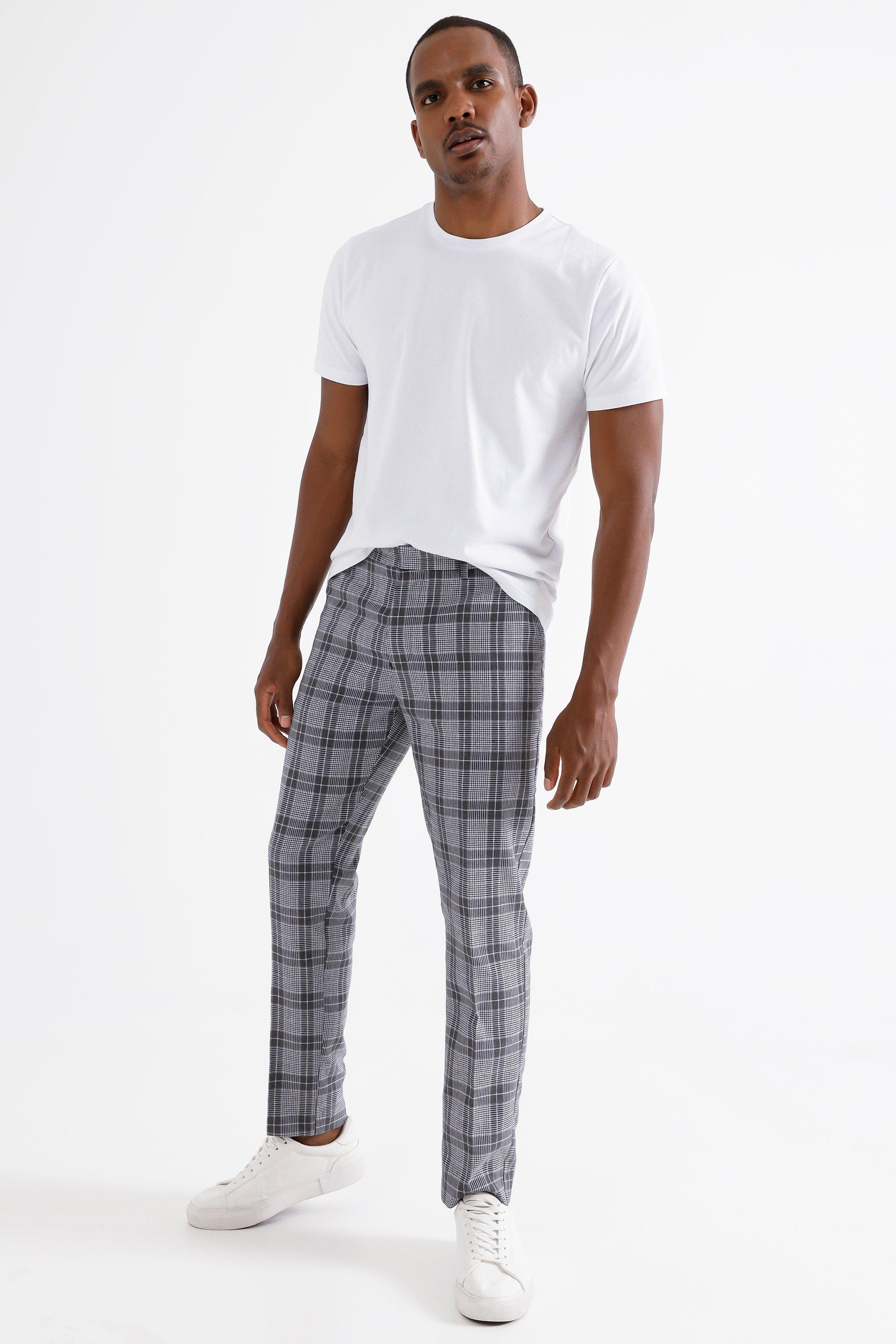 Checks Polyester Viscose Slim Fit Men's Trousers