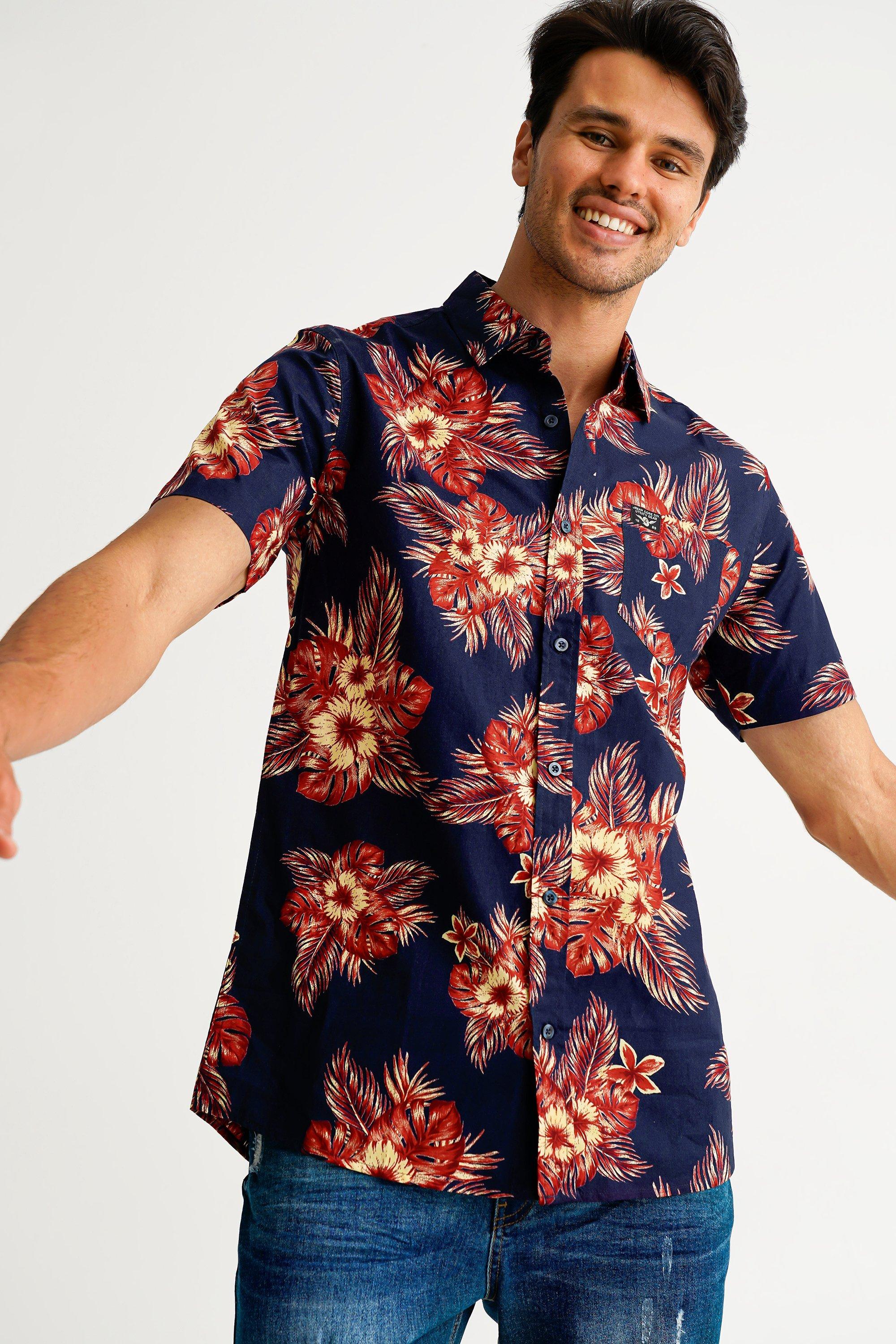 Men's Summer Hawaiian Shirts Short Sleeve Button Down Unique Blouses Blouse  Tops to Wear with Jeans or Pants at  Men's Clothing store