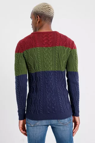 Cable Knit Colour Block Pullover