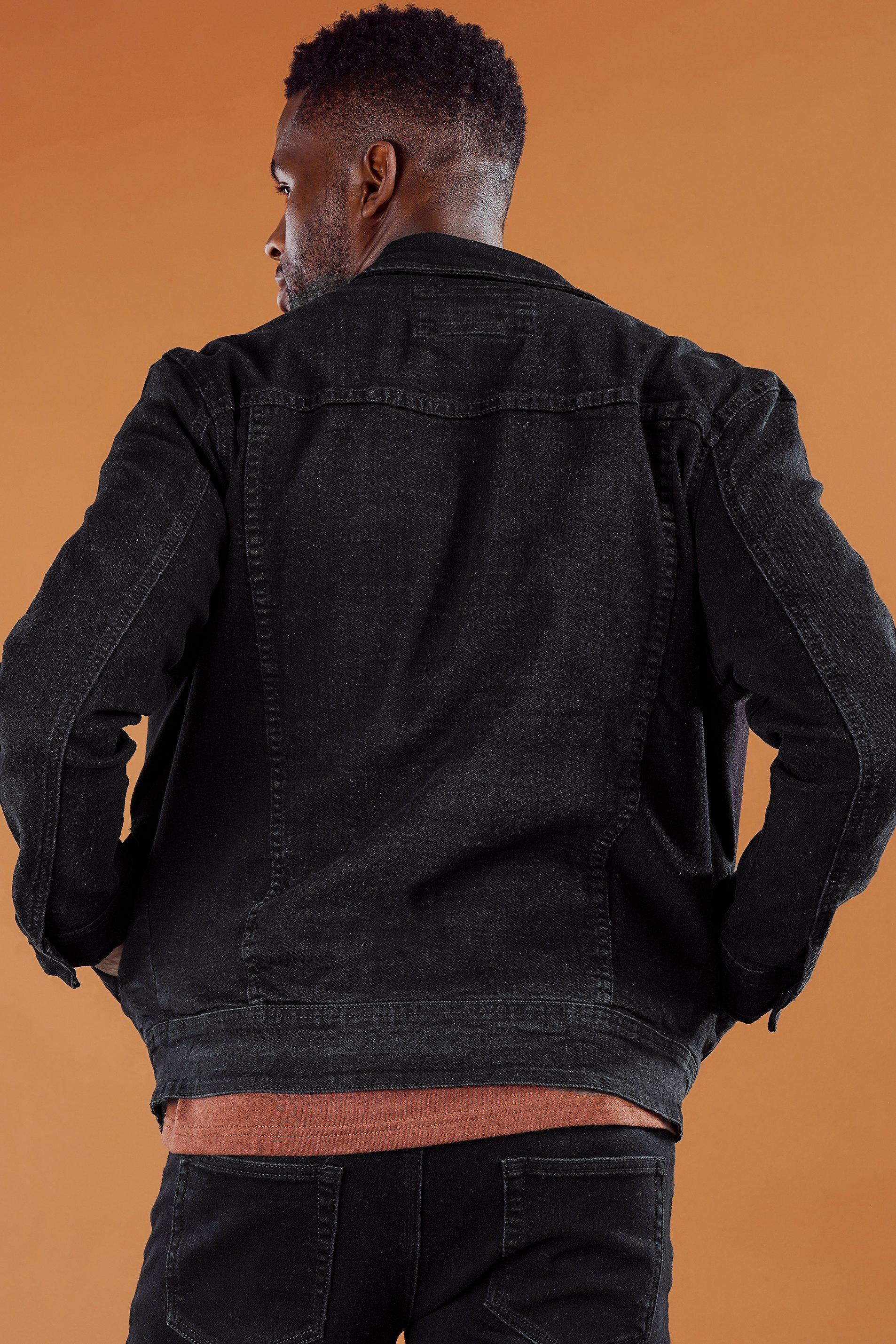 Mens black denim jacket sale hotsell