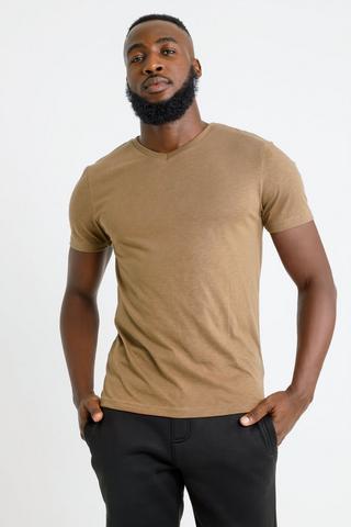 Slub Slim Fit V-neck T-shirt