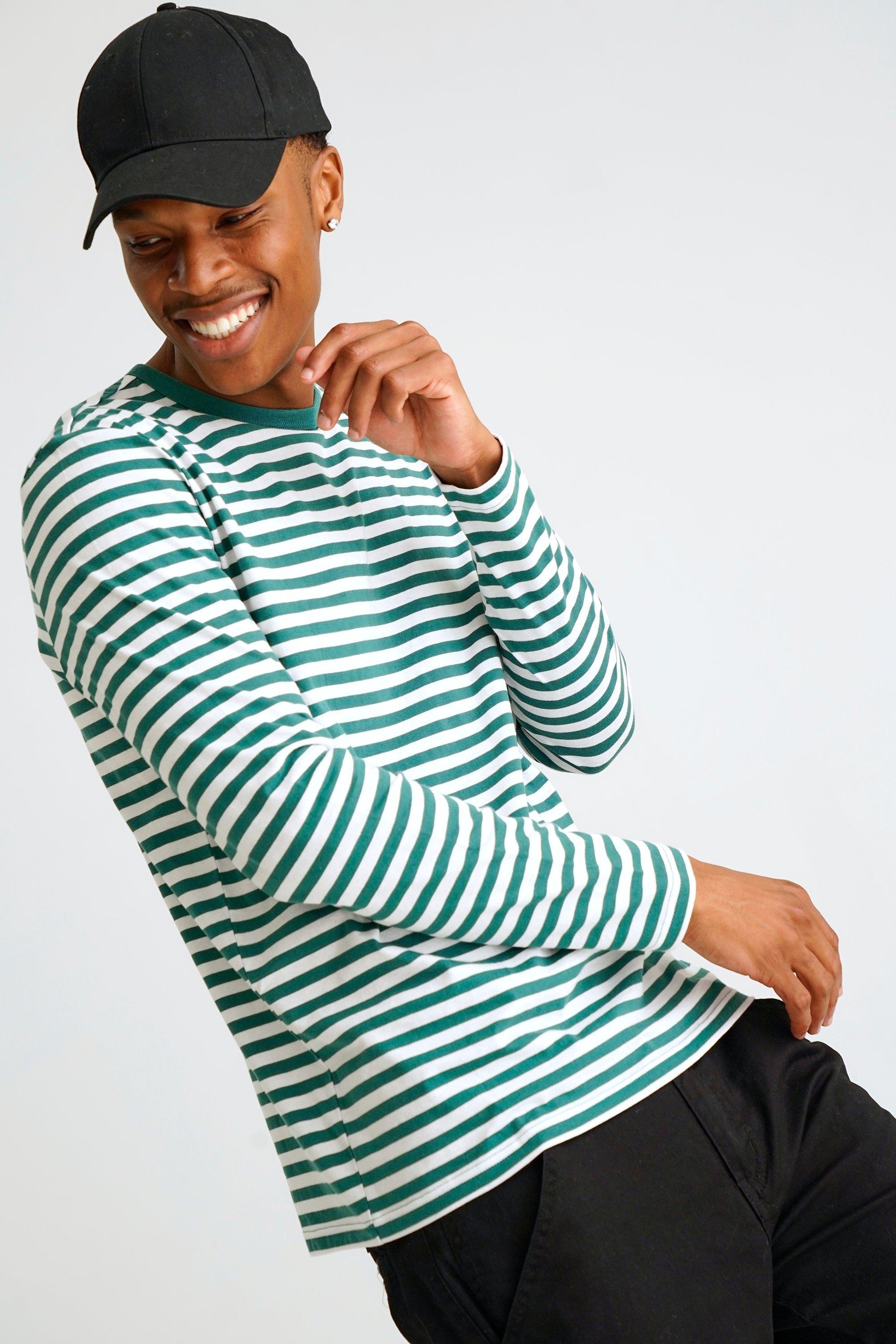 striped full sleeve t shirt for men