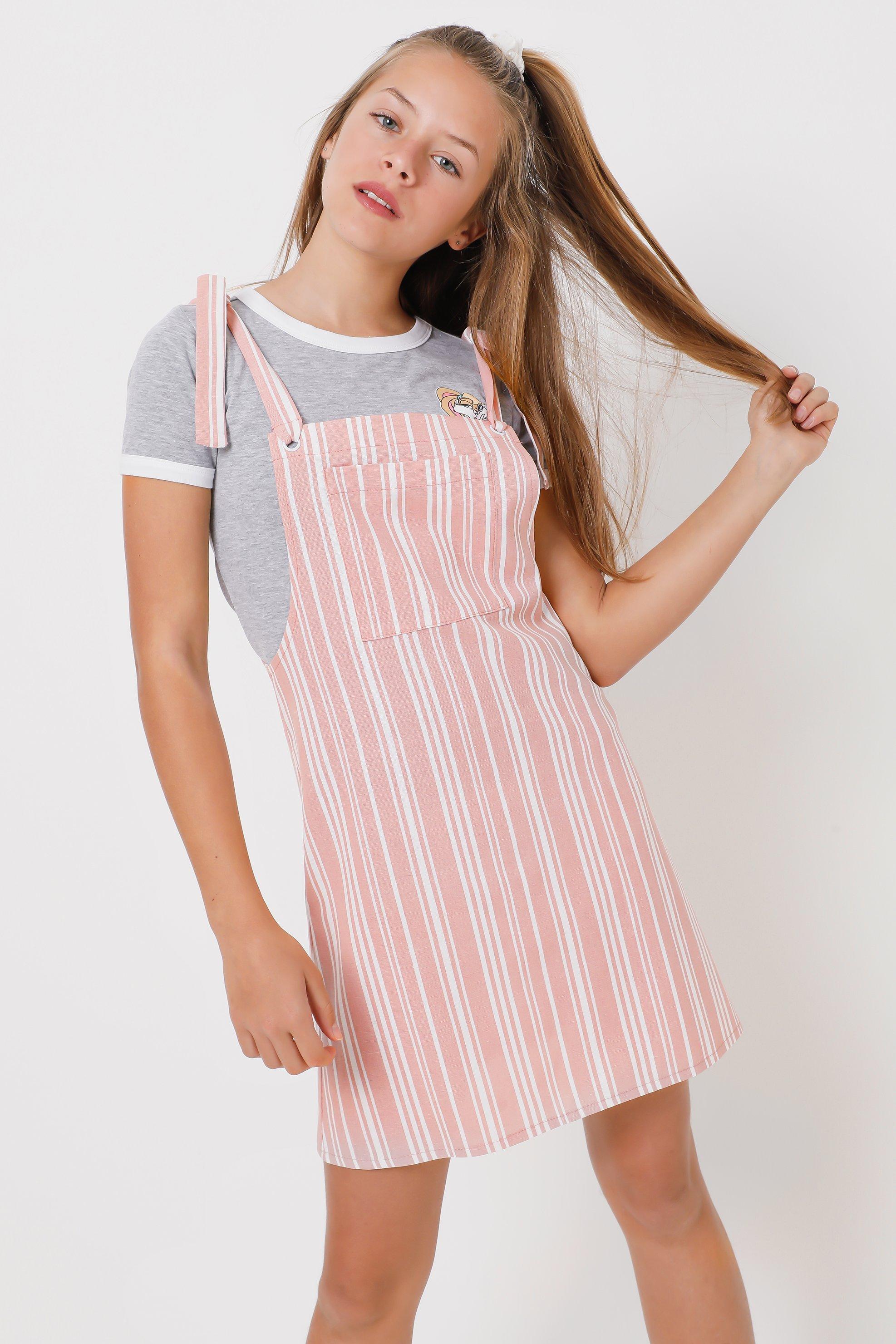 Stripe Pinafore Dress