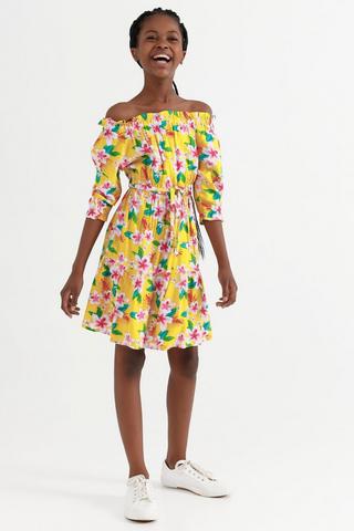 Floral Print Off The Shoulder Dress