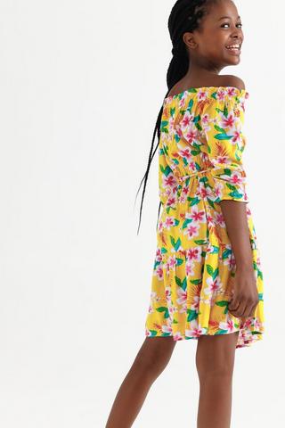 Floral Print Off The Shoulder Dress