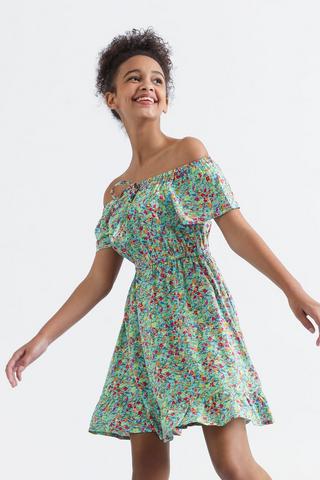 Floral Print Off The Shoulder Dress