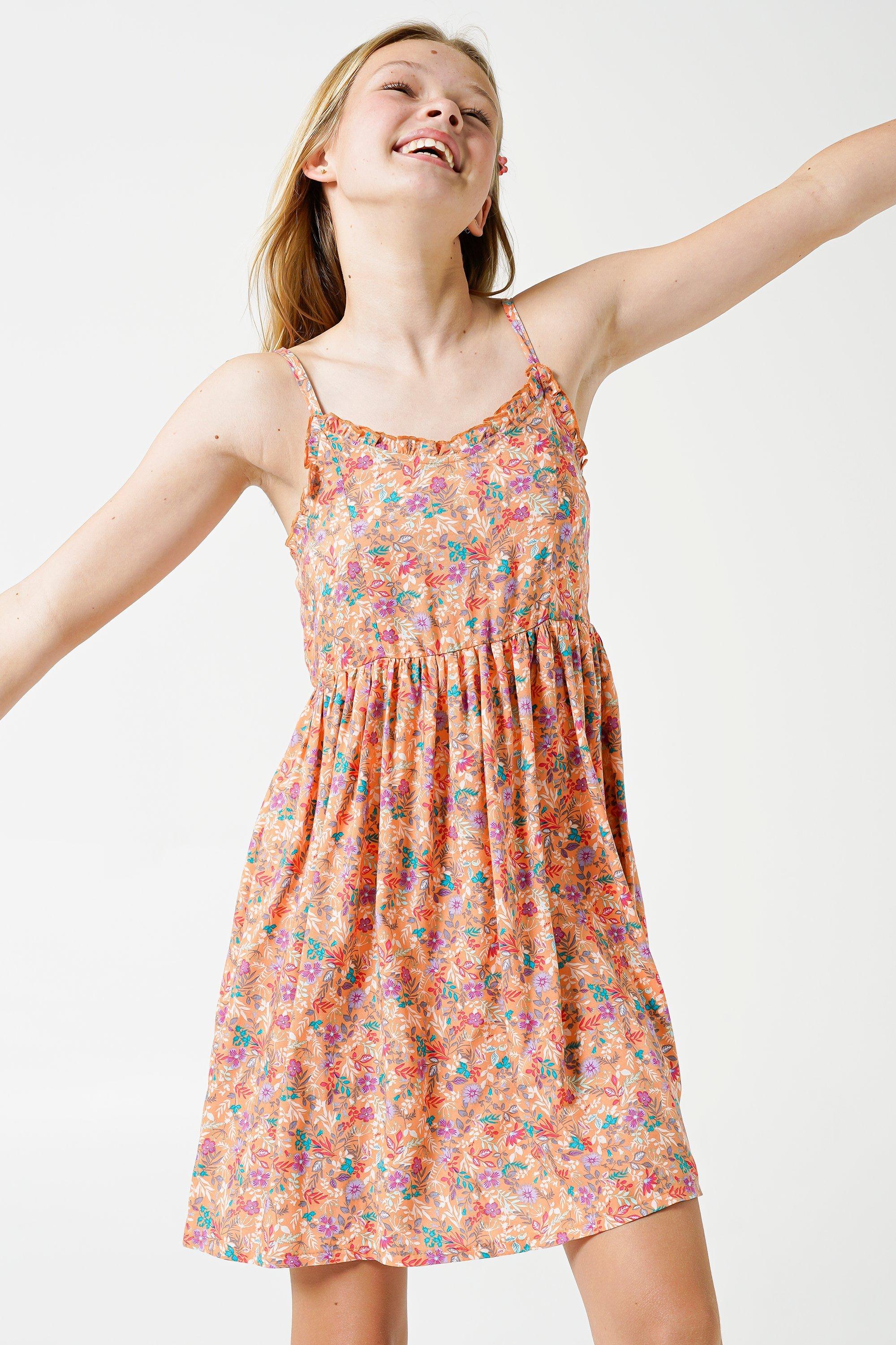 STRAPPY FLORAL WAISTED MINI DRESS
