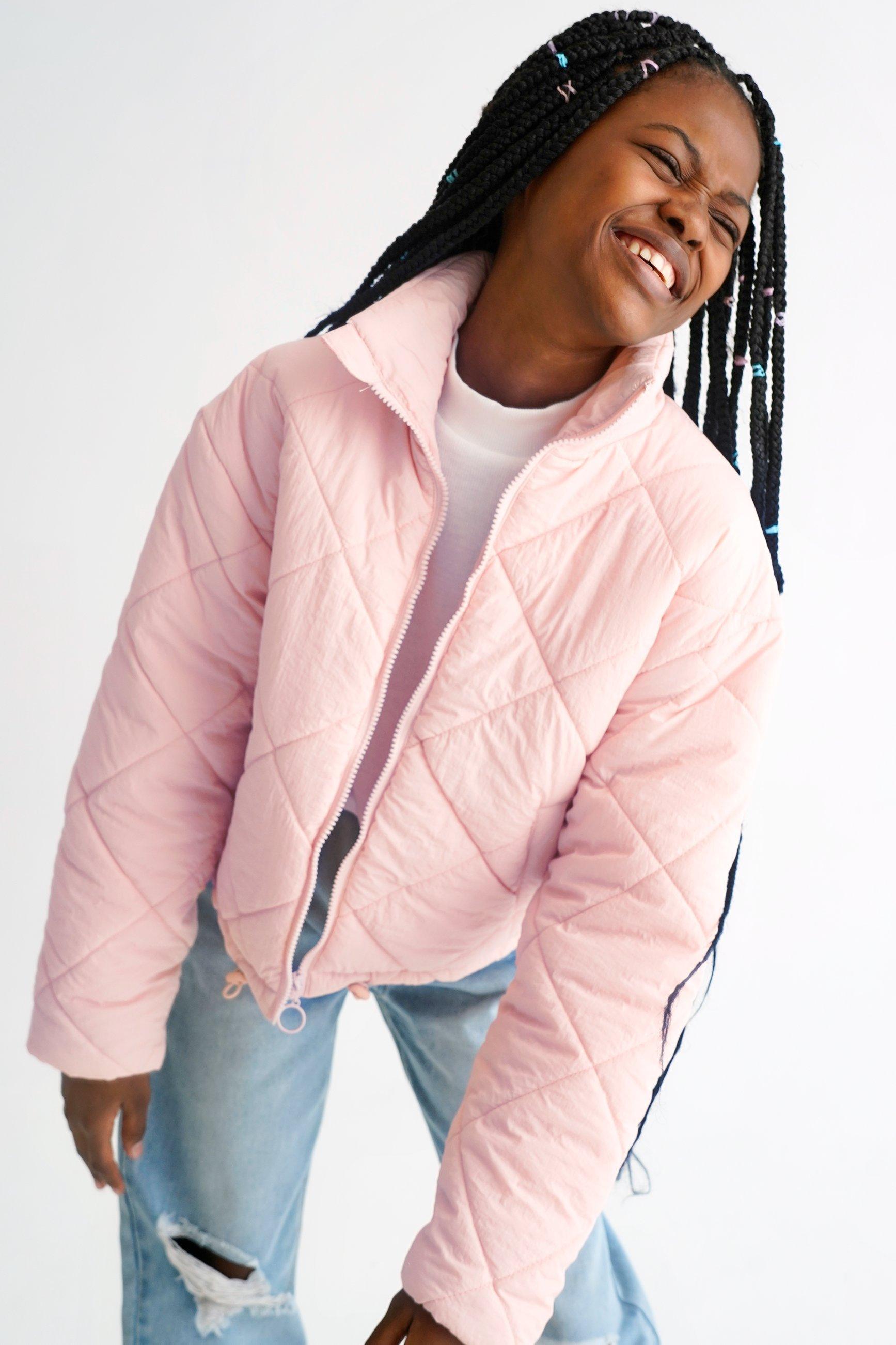 Urban outfitters 2024 pink puffer jacket