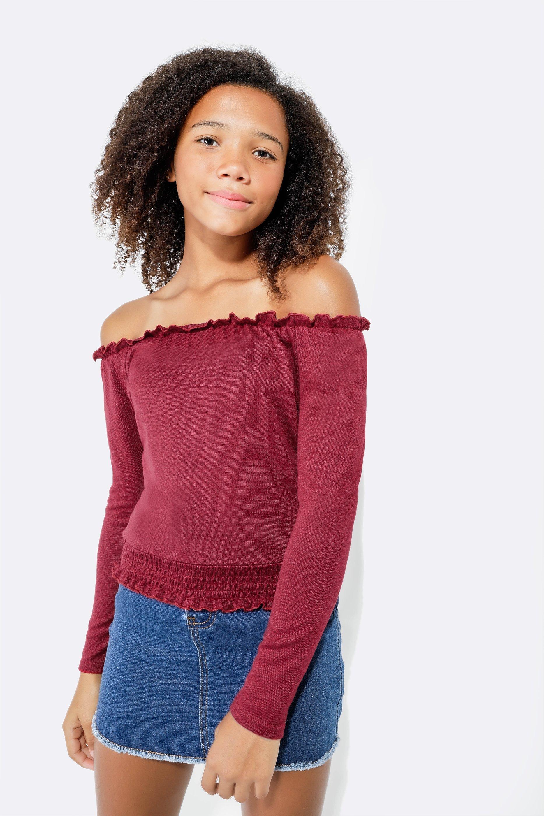 Hollister smocked off store the shoulder top