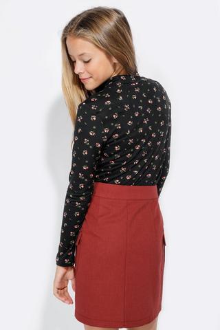 Printed Long Sleeve Turtle Neck Top