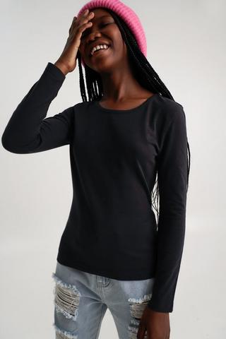 Black t shirt womens long clearance sleeve