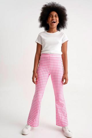 Check Wide Leg Pants