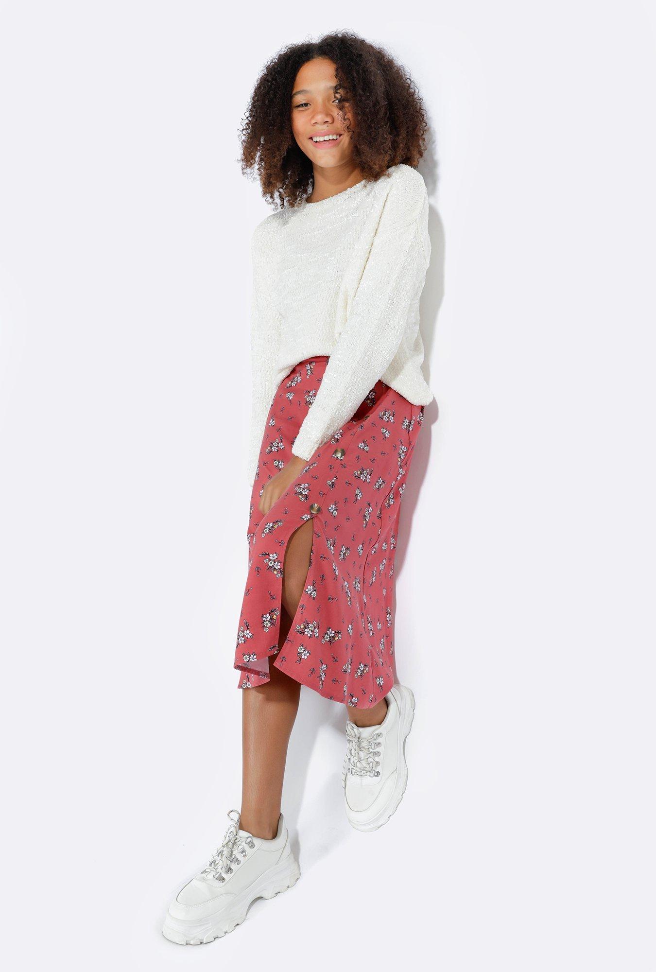 H&m red 2024 floral skirt