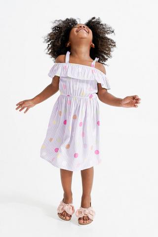 Stripe Off The Shoulder Dress