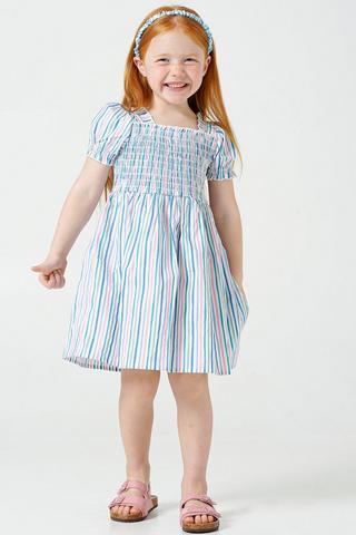 Stripe Shirred Dress