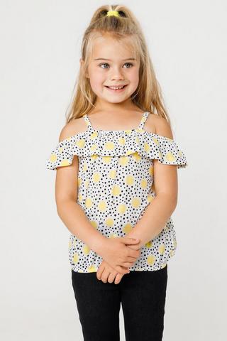 Printed Cold Shoulder Top