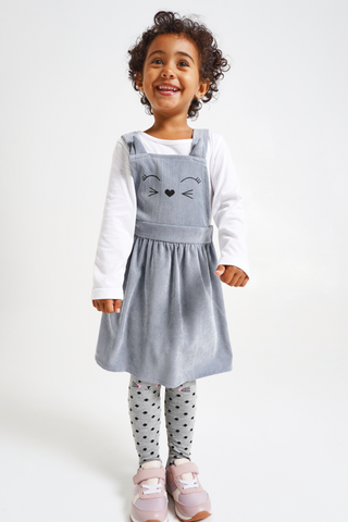 Pinafore Dress And Long Sleeve T-shirt Set