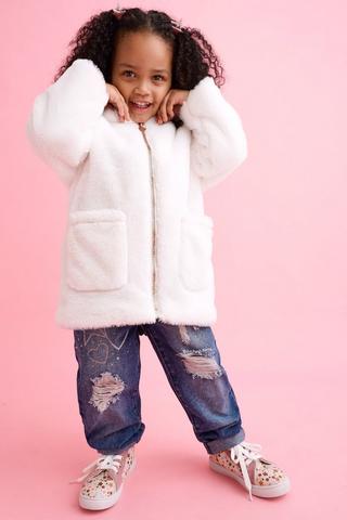 Toddler Girls Long Sleeve Faux Fur Coat