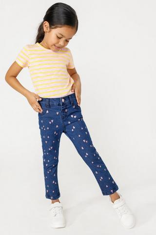 Heart Print Skinny Fit Jeans