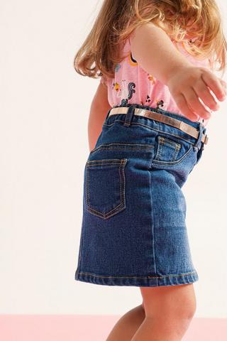Belted Denim Skirt