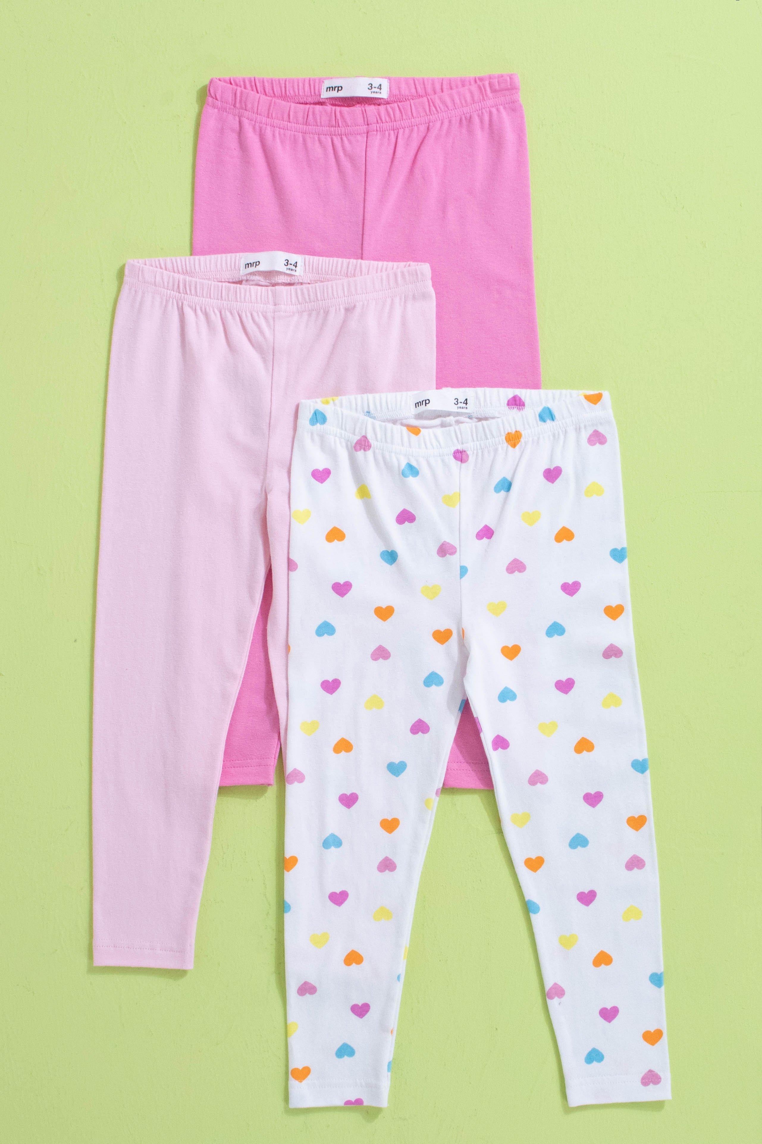 Babyhug Three Fourth Length Lycra Leggings Pack of 3 - Multicolor