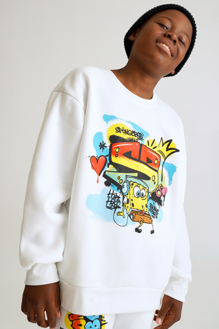 Spongebob Graphic Monochrome Pants Cuffed (Like New)- S
