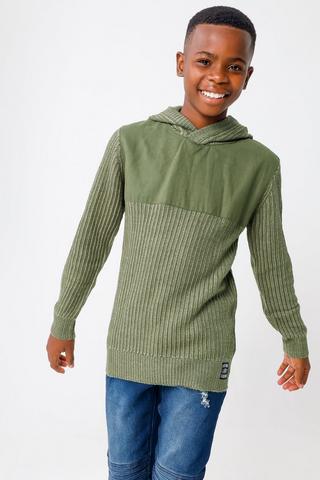 Longer Length Knit Hoodie