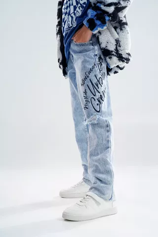 Relaxed Loose Abraised Denim