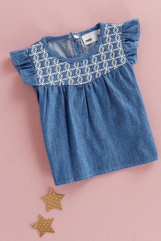 Denim Ruffle Sleeve Top