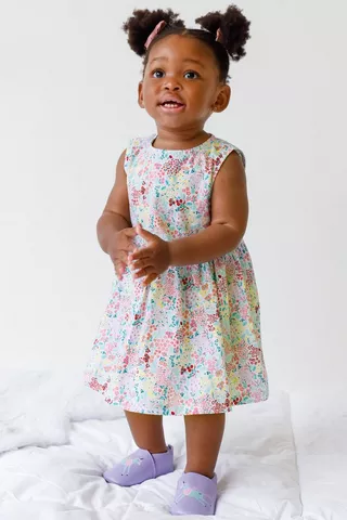 Floral Print Dress And Bloomers Set
