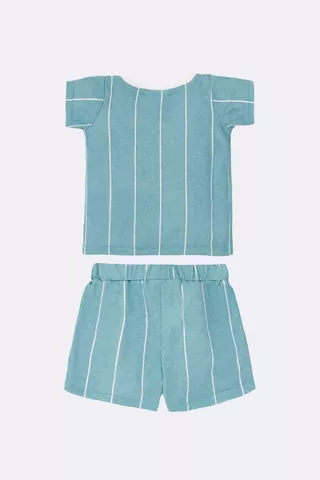 Stripe Tee And Shorts Set