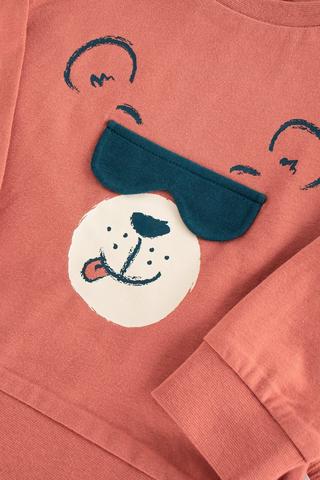 Bear Print Pullover And Joggers Set