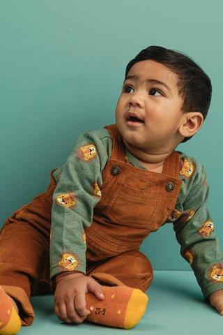 Dungaree And Long Sleeve Top Set