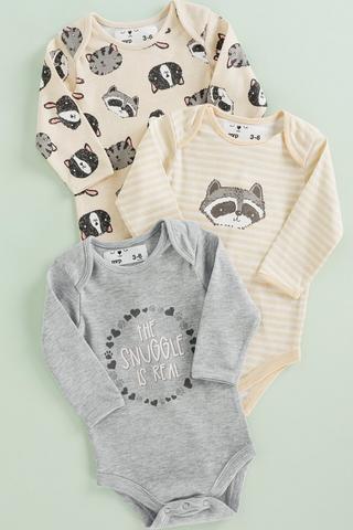 3 Pack Animal Print Long Sleeve Body Vests